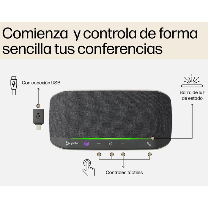 HP Poly Sync 10-M Altavoz manos libres Plata con certificación Microsoft Teams